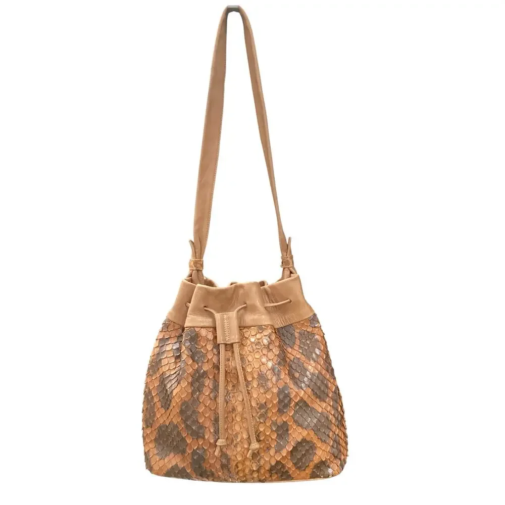 VTG Aleda Borse Bag Women’s One Size Anaconda Snake Skin Shoulder Style Brown